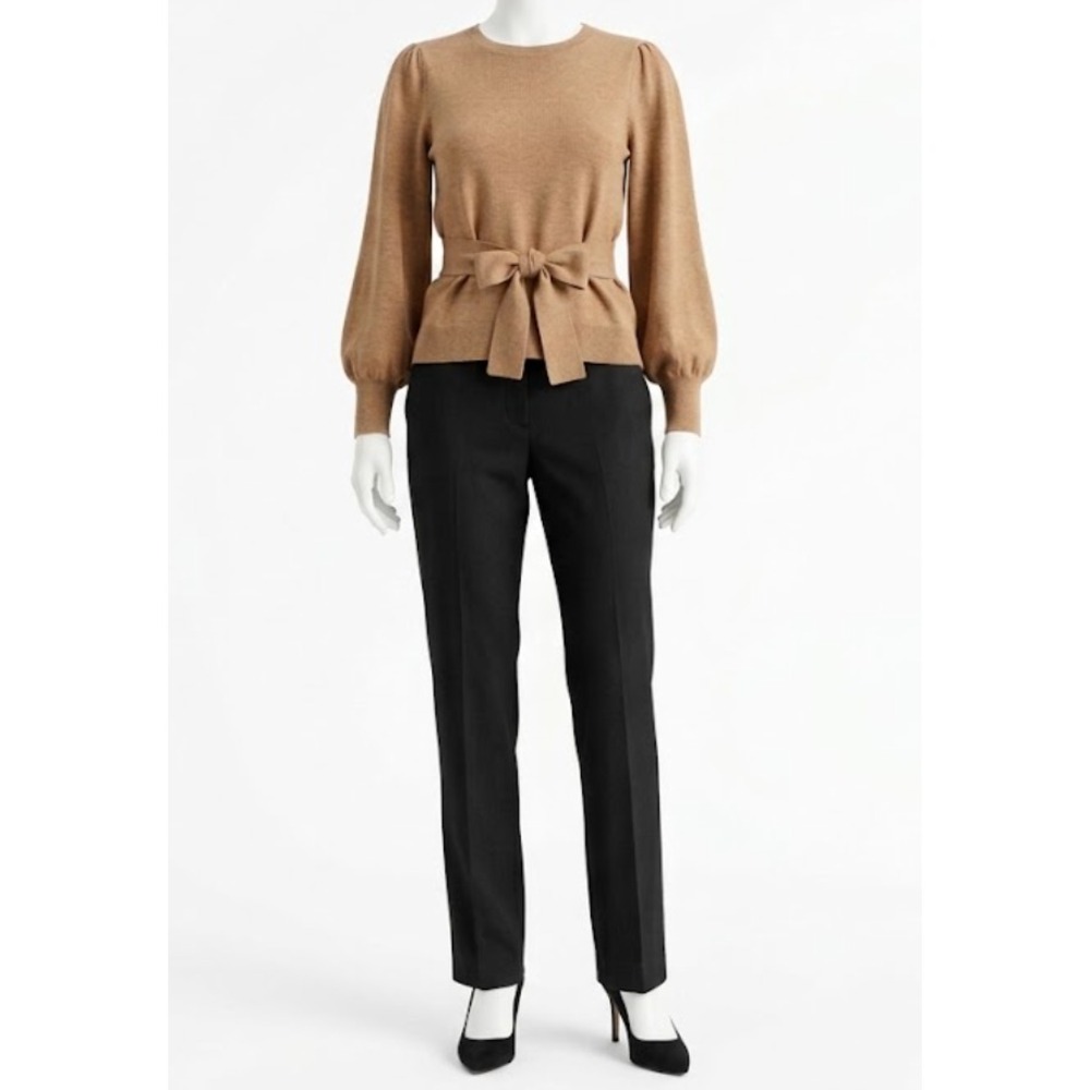 Lauren Ralph Lauren Black Label sweater Large Tan Beige Belted Cotton-Blend